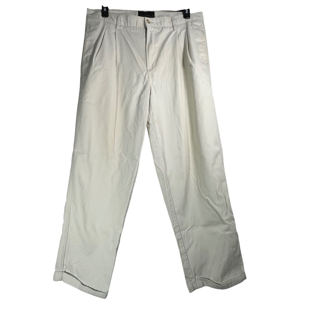 Weatherproof Garment‎ Company Mens Pleated Chino Pants Beige 37x30 Straight Leg